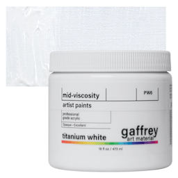Gaffrey Art Material Standard Body Acrylic Paint - Titanium White, 473 ml jar and swatch