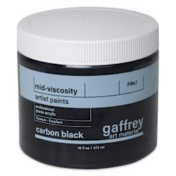 Gaffrey Art Material Standard Body Acrylic Paint - Carbon Black, 473 ml jar