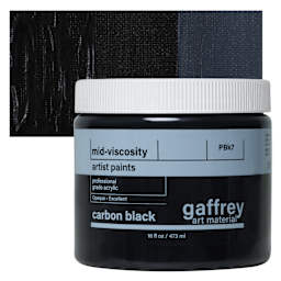 Gaffrey Art Material Standard Body Acrylic Paint - Carbon Black, 473 ml jar and swatch