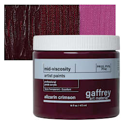 Gaffrey Art Material Standard Body Acrylic Paint - Alizarin Crimson, 473 ml jar and swatch
