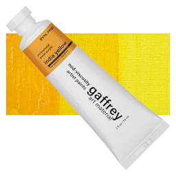 Gaffrey Art Material Standard Body Acrylic Paint - India Yellow, 59 ml tube and swatch