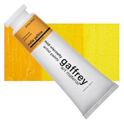 Gaffrey Art Material Standard Body Acrylic Paint - India Yellow, 200 ml tube and swatch