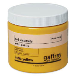 Gaffrey Art Material Standard Body Acrylic Paint - India Yellow, 473 ml jar