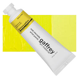 Gaffrey Art Material Standard Body Acrylic Paint - Primary Yellow, 59 ml tube and swatch