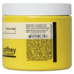 Gaffrey Art Material Standard Body Acrylic Paint - Primary Yellow, 473 ml jar side
