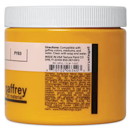 Gaffrey Art Material Standard Body Acrylic Paint - Diarylide Yellow, 473 ml jar side view