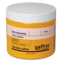 Gaffrey Art Material Standard Body Acrylic Paint - Diarylide Yellow, 473 ml jar