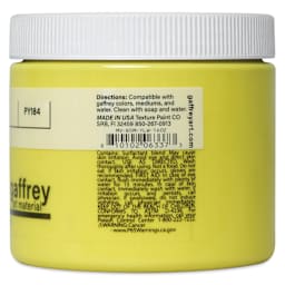 Gaffrey Art Material Standard Body Acrylic Paint - Bismuth Yellow, 473 ml jar side view