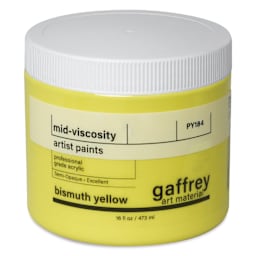 Gaffrey Art Material Standard Body Acrylic Paint - Bismuth Yellow, 473 ml jar