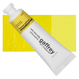 Gaffrey Art Material Standard Body Acrylic Paint - Hansa Yellow, 59 ml tube and swatch