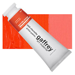 Gaffrey Art Material Standard Body Acrylic Paint - Pyrrole Orange, 200 ml tube and swatch