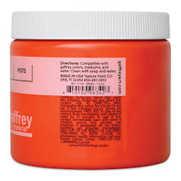Gaffrey Art Material Standard Body Acrylic Paint - Pyrrole Orange, 473 ml jar side