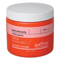 Gaffrey Art Material Standard Body Acrylic Paint - Pyrrole Orange, 473 ml jar side