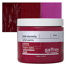 Gaffrey Art Material Standard Body Acrylic Paint - Quinacridone Violet, 473 ml jar and swatch
