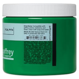 Gaffrey Art Material Standard Body Acrylic Paint - Permanent Green, 473 ml jar side
