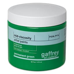 Gaffrey Art Material Standard Body Acrylic Paint - Permanent Green, 473 ml jar
