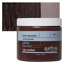 Gaffrey Art Material Standard Body Acrylic Paint - Raw Umber, 473 ml jar and swatch