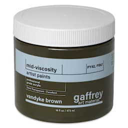 Gaffrey Art Material Standard Body Acrylic Paint - Vandyke Brown, 473 ml jar
