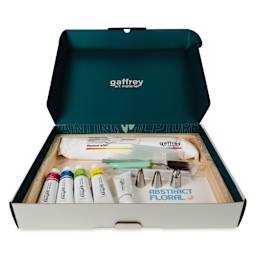 Gaffrey Heavy Body Texture Acrylic Paints - Set of 16, Abstract Floral packaging open to show contents