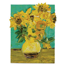 A finished painting of sunflowers made with Gaffrey Heavy Body Texture Acrylic Paints - Set of 10, Van Gogh Sunflowers
