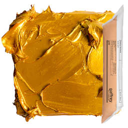 Gaffrey Heavy Body Texture Acrylic Paint - Gold, 32 oz pouch and swatch