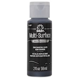 FolkArt Multi-Surface Metallic Acrylic Paint - Charcoal Black, 59 ml - front