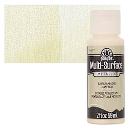 FolkArt Multi-Surface Metallic Acrylic Paint - Champagne, 59 ml bottle and swatch