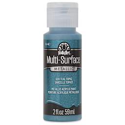 FolkArt Multi-Surface Metallic Acrylic Paint - Teal Topaz - front of bottle