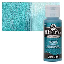 FolkArt Multi-Surface Metallic Acrylic Paint - Teal Topaz - bottle and swatch