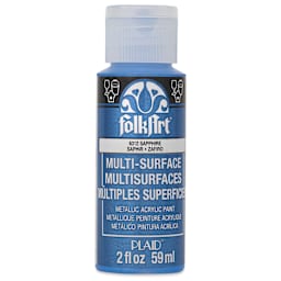 FolkArt Multi-Surface Metallic Acrylic Paint - Sapphire, 59 ml - front of bottle