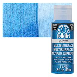 FolkArt Multi-Surface Metallic Acrylic Paint - Sapphire - bottle and swatch