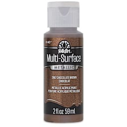 FolkArt Multi-Surface Metallic Acrylic Paint - Chocolate Brown, 59 ml - front of bottle