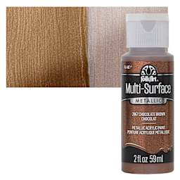 FolkArt Multi-Surface Metallic Acrylic Paint - Chocolate Brown, 59 ml bottle and swatch