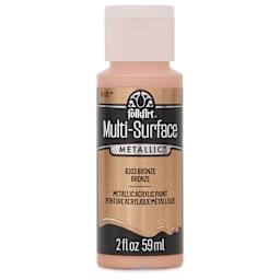 FolkArt Multi-Surface Metallic Acrylic Paint - Bronze, 59 ml - front of bottle