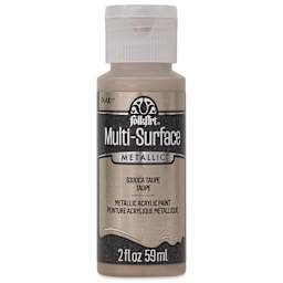 FolkArt Multi-Surface Metallic Acrylic Paint - Taupe, 59 ml - front of bottle