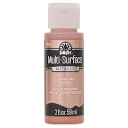 FolkArt Multi-Surface Metallic Acrylic Paint - Rose Gold, 59 ml - front of bottle