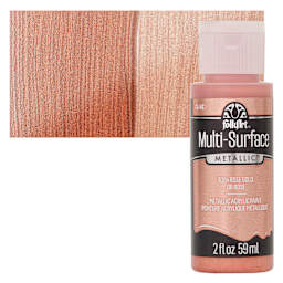 FolkArt Multi-Surface Metallic Acrylic Paint - Rose Gold - bottle and swatch