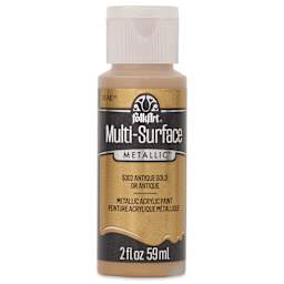 FolkArt Multi-Surface Metallic Acrylic Paint - Antique Gold, 59 ml - front of bottle
