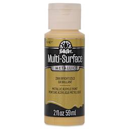 FolkArt Multi-Surface Metallic Acrylic Paint - Bright Gold, 59 ml - front of bottle