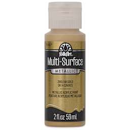 FolkArt Multi-Surface Metallic Acrylic Paint - 14K Gold, 59 ml - front of bottle