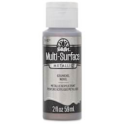 FolkArt Multi-Surface Metallic Acrylic Paint - Nickel, 59 ml - front of bottle