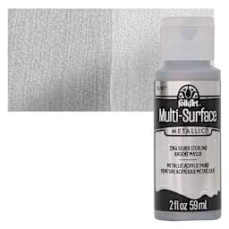 FolkArt Multi-Surface Metallic Acrylic Paint - Sterling Silver - bottle and swatch