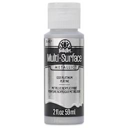 FolkArt Multi-Surface Metallic Acrylic Paint - Platinum, 59 ml - front of bottle