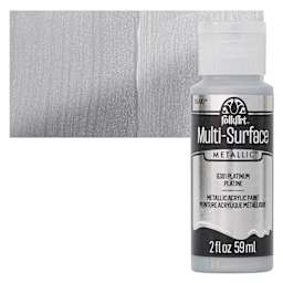 FolkArt Multi-Surface Metallic Acrylic Paint - Platinum - bottle and swatch