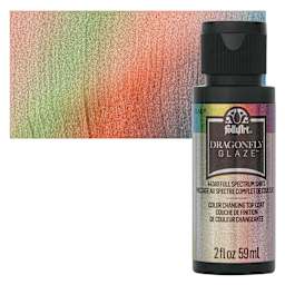 FolkArt Dragonfly Iridescent Acrylic Top Coat Glaze - Full Spectrum, 59 ml bottle and swatch