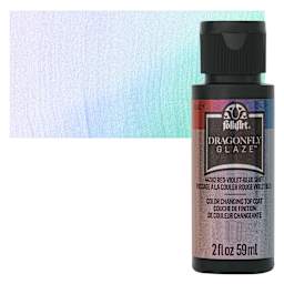 FolkArt Dragonfly Iridescent Acrylic Top Coat Glaze - Red Violet Blue, 59 ml bottle and swatch