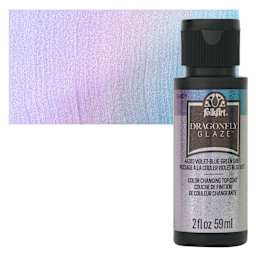 FolkArt Dragonfly Iridescent Acrylic Top Coat Glaze - Violet Blue Green, 59 ml bottle and swatch