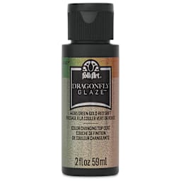 FolkArt Dragonfly Iridescent Acrylic Top Coat Glaze - Green Gold Red, 59 ml