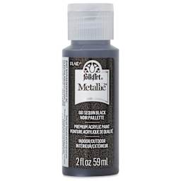 FolkArt Metallic Acrylic Paint - Sequin Black, 59 ml - front of bottle