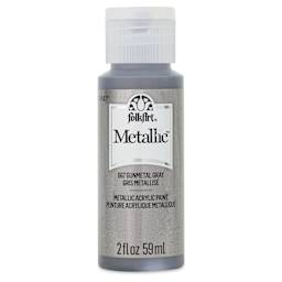 FolkArt Metallic Acrylic Paint - Gunmetal Gray, 59 ml - front of bottle